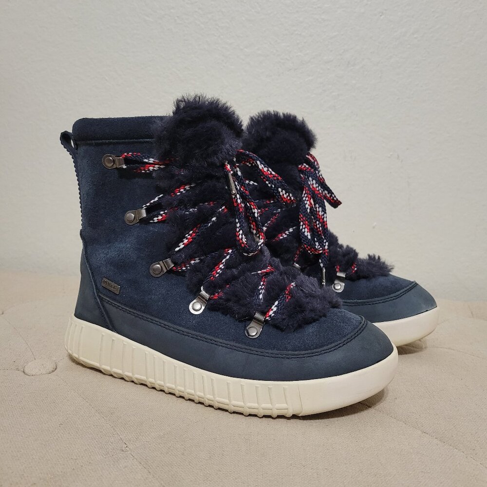 Pajar Canada Livia Navy Blue Suede Shearling Winter Snow Boots Size 6 - 6.5